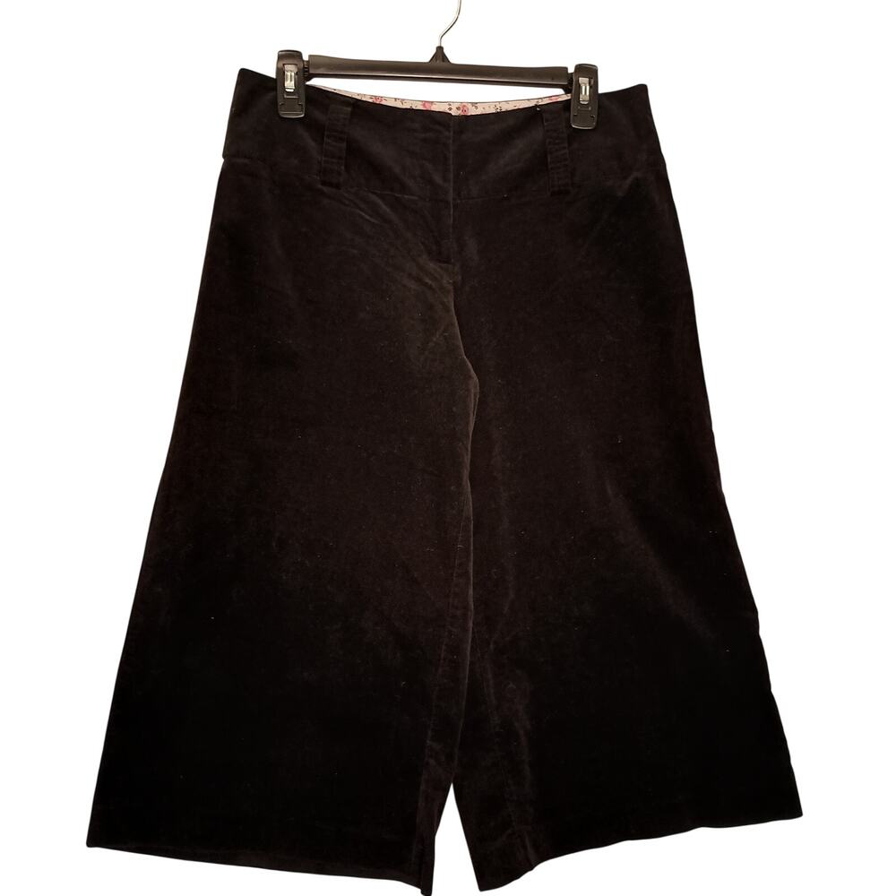 Tracey Evans Gaucho Pants Black Corduroy Mid Rise Boho Whimsy Goth size Jr 9